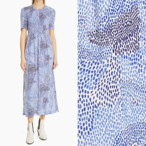 Baum und Pferdgarten - Adamaris Smocked Midi Dress - Meadow Blue - Picture 1 of 15